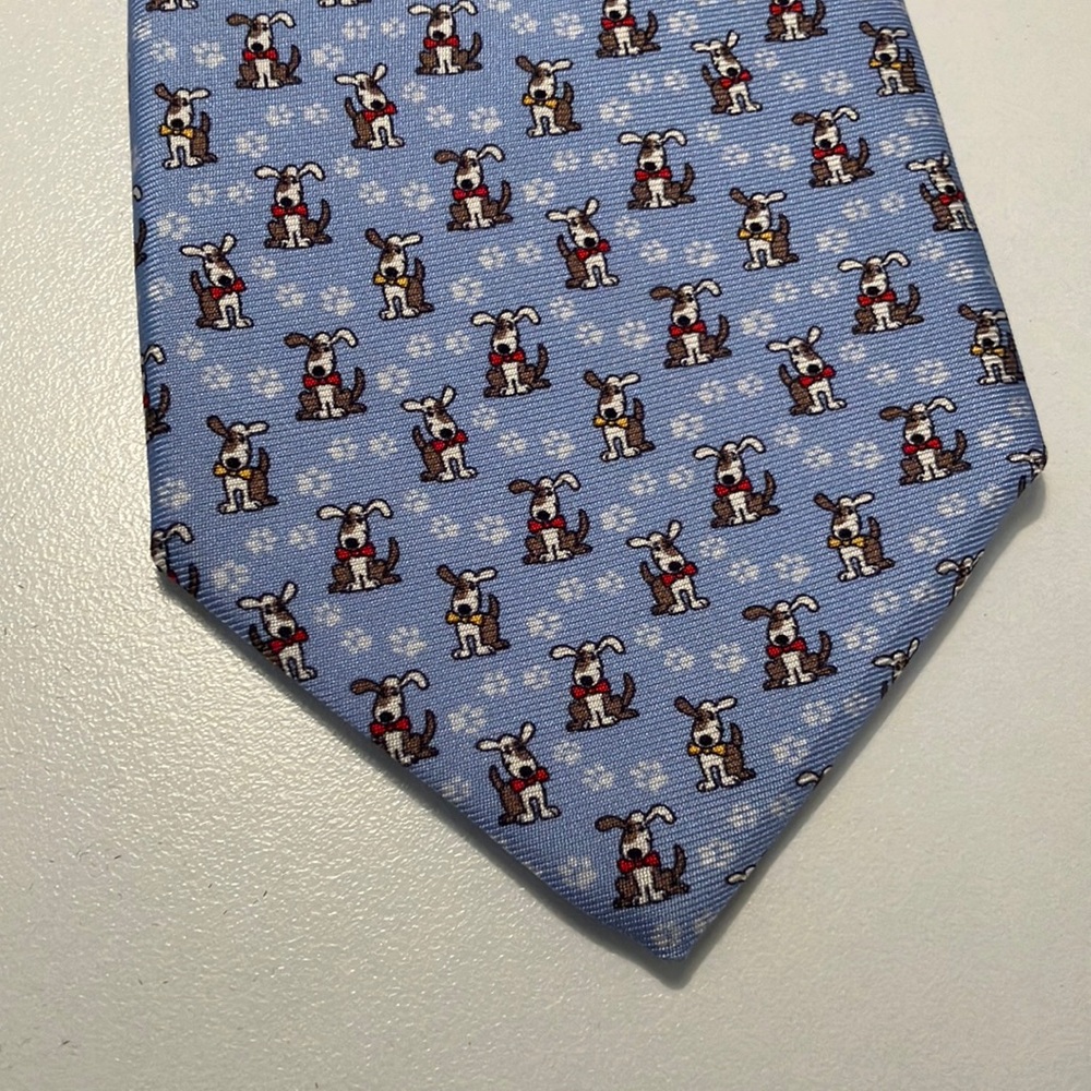 Blue Battistoni tie with dog design